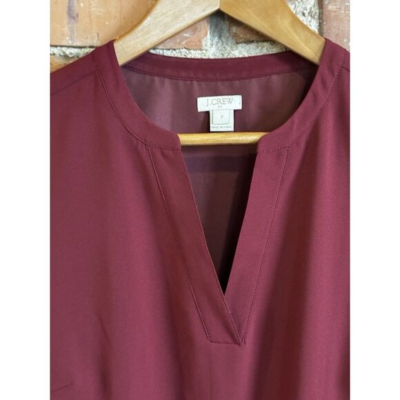 J. Crew Women's  3/4 Bell Sleeve Babydoll Lined‎ Dress Burgundy Size 2 Holidays - Picture 2 of 6